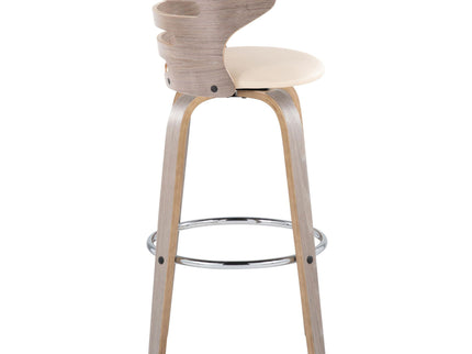 Cosini - Mid Century Modern Fixed Height, Barstool With Swivel With Round Footrest (Set of 2)