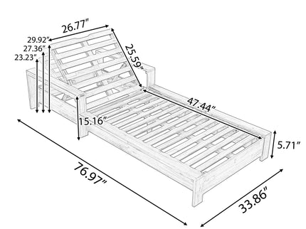 Chaise Lounge With Armrests, 2 Fold Cushion Set, 3 Position Adjustable Backrest, For Patio Pool - Dark Gray / Teak