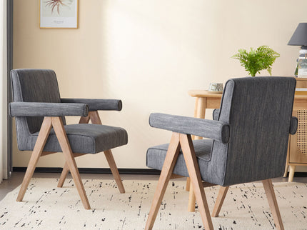 Contemporary Poppy Fabric Dining Armchair With Rubberwood Legs