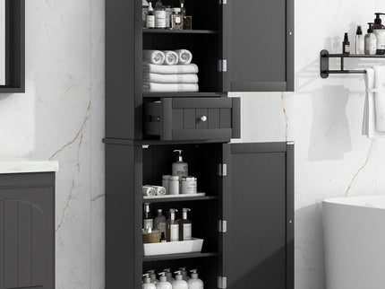 Tall Freestanding Bathroom Storage Cabinet With Drawer And Adjustable Shelf