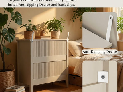 Fluted 3 Drawer Nightstand With Soft Close Slides