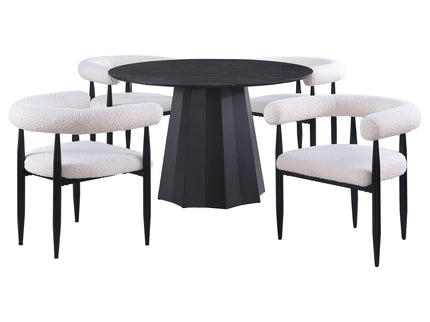 Dorgan - 5 Piece Round Dining Set - Black