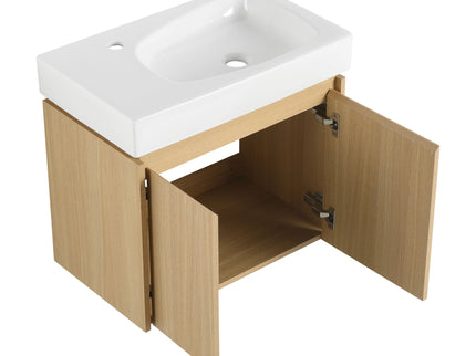 Modern Bathroom Vanity With Ceramic Basin, Wall Mounted Floating Sink Combo, Storage Cabinet