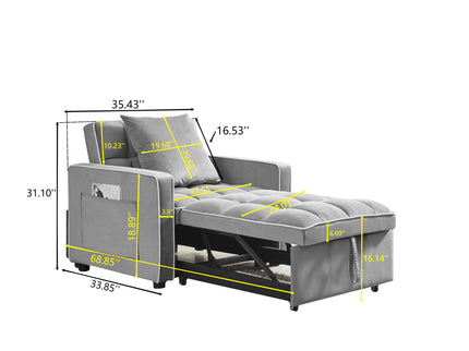 Modern 3 In 1 Sofa Bed Chair, Adjustable Recliner