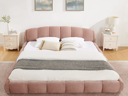 Upholstered Platform Bed Frame, Low Profile Floor Bed, No Box Spring Required