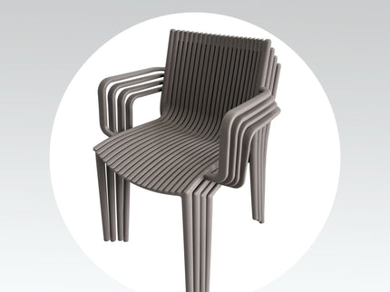 4 Modern Stackable Armchair Matched With Long Table