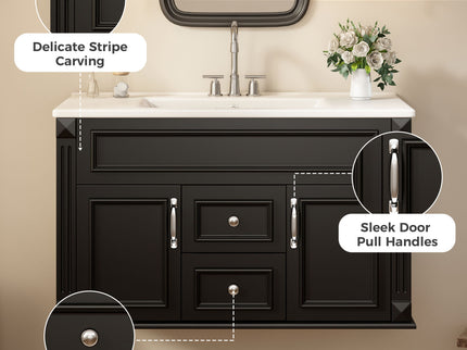 French Simple Style Wall Mounted Bathroom Cabinet With Sink