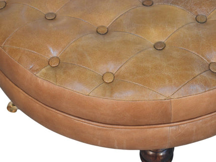 Buffalo - Round Ottoman With Castor Legs - Brown