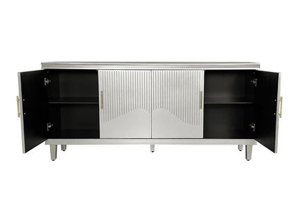 4 Door Cabinet With Adjustable Shelves, Large Storage For Living Room - Champagne