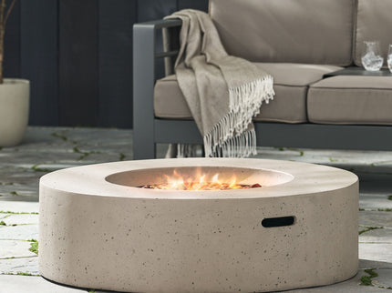Modern Lightweight Concrete Outdoor Circular Fire Pit 50, 000 Btu