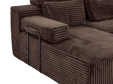 Sectional Sleeper Sofa & Storage Pockets, Modular Couch With Throw Pillows For Living Room
