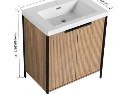 Modern Freestanding Bathroom Vanity With Resin Sink & Soft Close Cabinet Doors