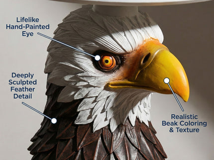 Eagle Head Accent Table, Animal Statue End Tables For Living Room - Brown / Antique White