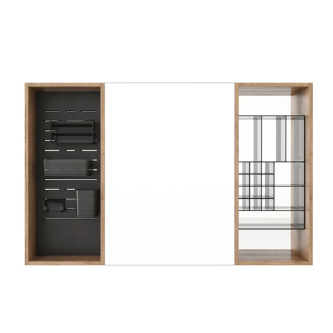 Wall Mounted Bathroom Mirror Cabinet With Storage - Imitative Oak