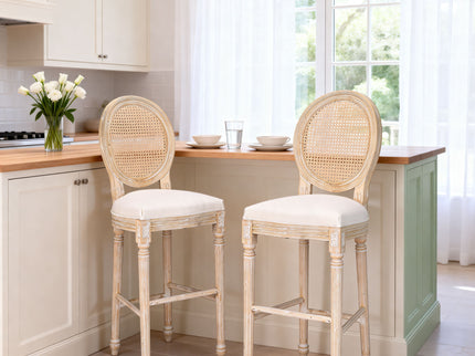 French Country Bar Chairs With Round Back (Set of 2)