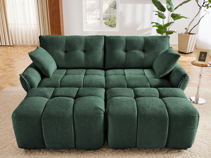 Sofa Set With Ottoman And Pillows, Textured, High Resilience Cushions