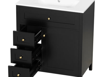 Modern Bathroom Vanity With Sink, 3 Drawers And Adjustable Shelf