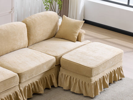 Cloud Sofa With Removable Ruffled Skirt With Ottoman And Flared Arms