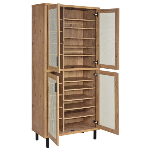Stagg - 4 Door Tall Shoe Storage Cabinet With Adjustable Shelves And Ventilated Doors - Natural