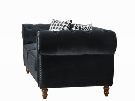 Chesterfield 3 And 2 Seater Upholstery Sofa With Roll Armrest & Nailhead Fabric Couch