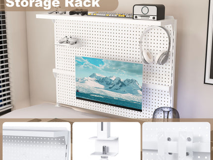 Clamp On Desk Pegboard With Single Monitor Stand