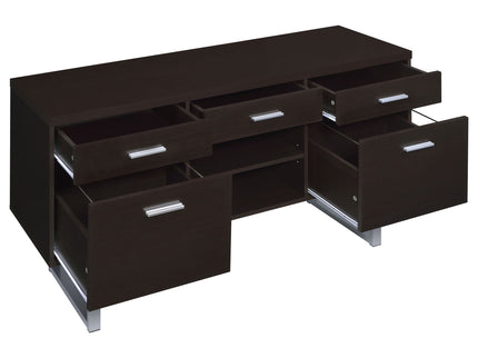 5 Drawer Credenza With Open Shelving - Cappuccino