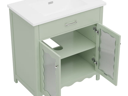 Modern Bathroom Vanity With Tempered Glass Doors