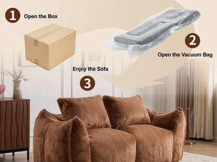 Giant Bean Bag Couch, Ultra Soft Fluffy Loveseat For Living Room
