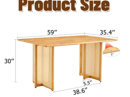 Dining Table With Imitation Rattan Design For Dining Room