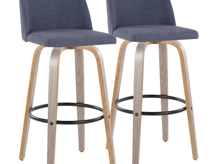 Toriano - Fixed Height Contemporary Barstool With Swivel With Round Footrest (Set of 2)