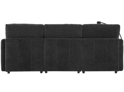 Modern Modular U-Shaped Sofa Bed With Movable Ottoman, USB Ports, Phone Holder