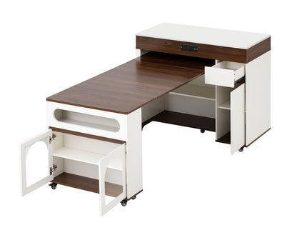 Extendable Dining Table With Folding Top, Rolling Kitchen Island With Drawers And Power Outlet