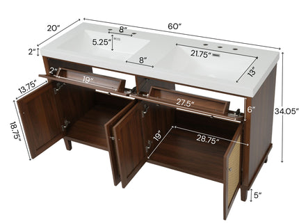 Bathroom Vanity With Double Sink, Large Storage Space