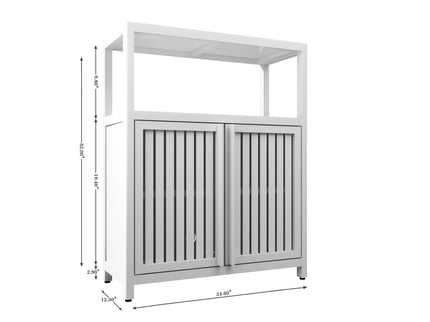 Bamboo Large Capacity Storage Cabinet With Shelves For Bathroom And Living Room - White