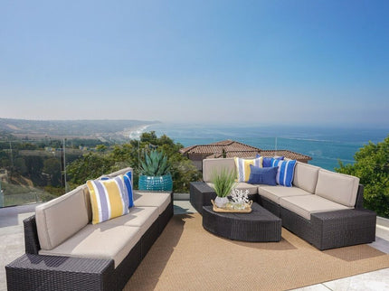 Santa Cruz - 8 Piece Outdoor Sectional Set - Dark Brown