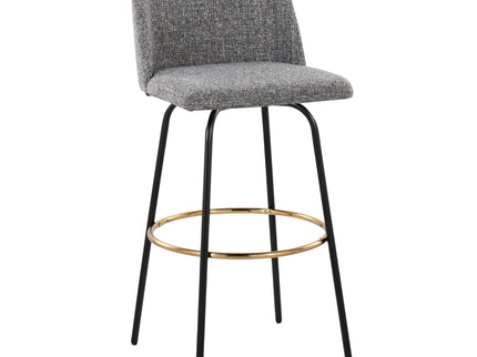 Toriano - Contemporary Fixed Height, Barstool With Swivel & Round Footrest (Set of 2)
