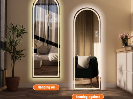 Arch Design LED Full Length Mirror, Dimmable, High Definition, Explosion Proof, 65" X 21" - Silver