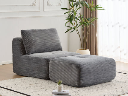 Single Chaise Longue With Movable Ottoman For Living Room