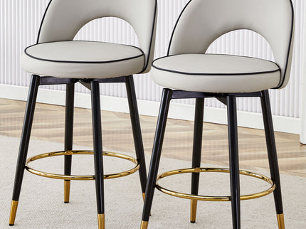 Modern Upholstered 360° Rotatable Bar Chair With Metal Legs For Dining Room (Set of 2)