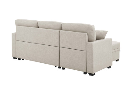 Upholstered Sectional & Pull Out Bed And Chaise Storage - Almond
