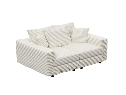 Deep Seat Convertible Sofa With Soft Pillows And Ottomans