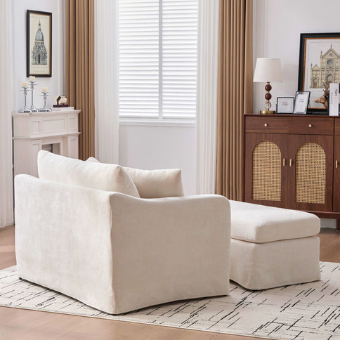 Accent Chair With Ottoman, Includes 2 Bolster Pillows