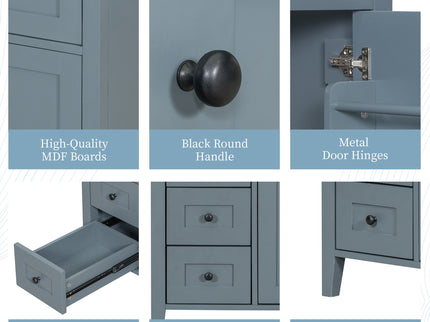Bathroom Vanity With Sink, 3 Drawers & Cabinet With Adjustable Shelves