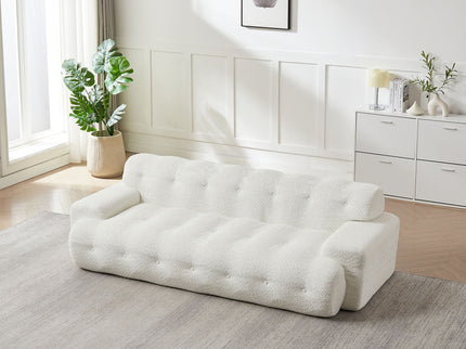 Cloud Series Minimalist Button Tufted Square Arm 3 Seater Sofa