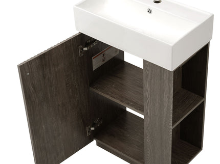 Bathroom Vanity With Sink, Freestanding Wood Grain Cabinet With Storage