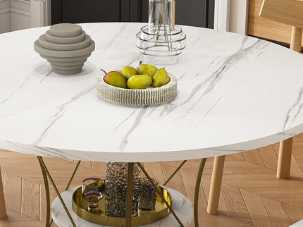 Round Extendable Dining Table Set With Chairs