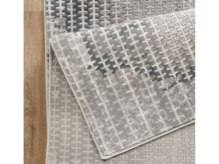 Geometrix - 5'3" X 7'3" Area Rug, Geometric 3D Effect - Ivory / Gray