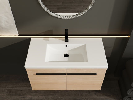 Bathroom Vanity Set With Resin Countertop Sink, 2 Doors