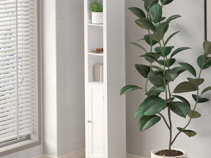 Slim Tall Bathroom Storage Cabinet With Adjustable Shelves, Anti Tip Freestanding Cabinet - White