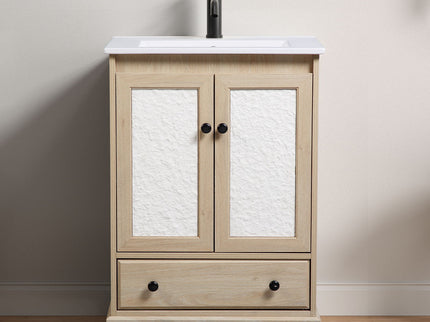Bathroom Vanity With Basin 1 Drawer, Particle Board Construction, Free Standing Storage - Brown